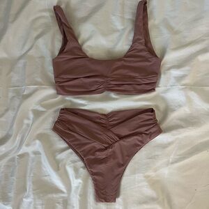 Riot Swim Pico Bikini Top and Bottom Set Mauve